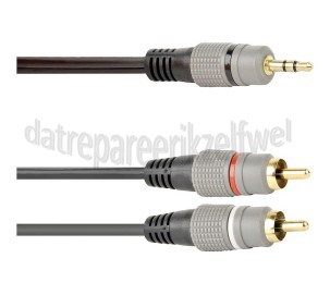 Foto van Easyfiks Jack - Tulp Kabel Jack 3.5mm Stereo Male - 2x Tulp RCA Male 1.5 Meter 