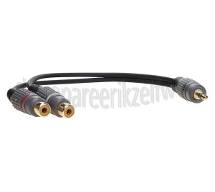 Foto van Easyfiks Jack Verloopkabel Jack 3.5mm Stereo Male - 2x Tulp Contra RCA Female 0.2 Meter, verguld 