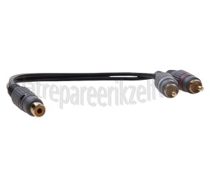 Foto van Easyfiks Tulp Splitter Tulp Contra RCA Female - 2x Tulp RCA Male 0.2 Meter, Verguld 
