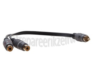 Foto van Easyfiks Tulp Splitter Tulp RCA Male - 2x Tulp Contra RCA Female 0.2 Meter, Verguld 
