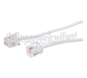 Foto van Easyfiks Telefoon Kabel RJ11 6p4c Male - RJ11 6p4c Male 2.5 Meter, Wit 