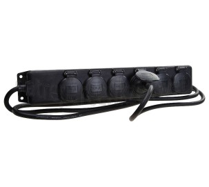 Foto van Brennenstuhl Tafelcontactdoos 3x1,5mm2 3500W 16A Zwart 2M 6-voudig, IP44 Spatwaterdicht, Zelfsluitende deksels 