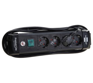 Foto van Brennenstuhl Tafelcontactdoos 3x1,5mm2 3500W 16A Zwart 1,8M 4-voudig, Premium Line 