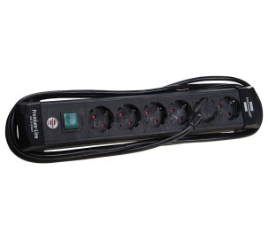 Foto van Brennenstuhl Tafelcontactdoos 3x1,5mm2 3500W 16A Zwart 3M 6-voudig, Premium Line 