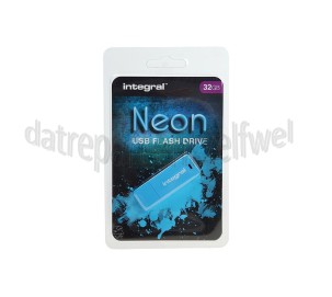 Foto van Integral Memory stick 32GB Neon Blue USB Flash Drive USB 2.0 