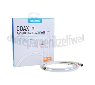 Foto van Technetix Aansluitkabel Coax Aansluitkabel Schroef, 4G Proof, Ziggo geschikt 4K Ultra HD 