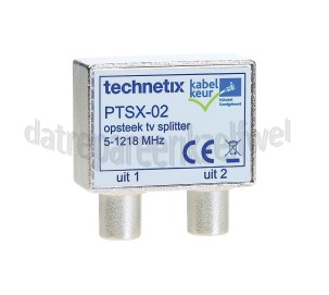 Foto van Technetix Splitter Opsteek TV Splitter voor IEC stekkers 4K Ultra HD, Ziggo geschikt 