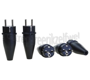Foto van Stekker 16A 230V RA zwart IP44 Rubber 