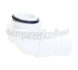 Foto van Sanitair Tuitje 90 graden Voor afvoerslang 19-22 mm. 