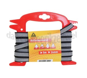 Foto van Deltafix Rolluikenband Lengte 5m Breedte 14mm Grijs op haspel 