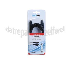 Foto van Easyfiks Optische Kabel Toslink Male - Toslink Male 2.5 Meter, Afgeschermd, Verguld 
