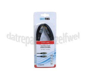 Foto van Easyfiks Tulp Kabel Digitale Coax Kabel, Tulp RCA Male - Tulp RCA Male 1.5 Meter, Afgeschermd 