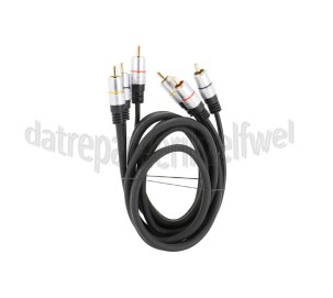 Foto van Easyfiks Tulp Kabel A/V Kabel, 3x Tulp RCA Male - 3x Tulp RCA Male 1.5 Meter, Afgeschermd, Verguld 