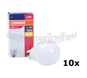 Foto van Osram Ledlamp Standaard LED Value A60 9,5W E27 806lm 2700K Frosted (60W) 