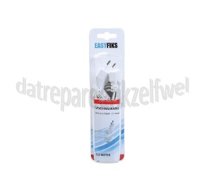 Foto van Easyfiks Netvoedingskabel Voedingskabel C7 haaks, 230V 2.5 Meter, 2x0.75mm2 Wit 