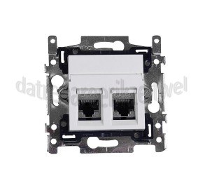 Foto van Hirschmann Einddoos Datawandcontactdoos 2x RJ45 CAT6A IDC1000M BE/2 2 CP White 