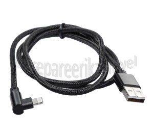 Foto van Easyfiks USB Kabel zwart/grijs, 100 cm 90 graden, 8 pin naar usb A 8 pin connector 