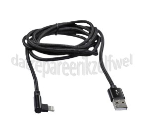 Foto van Easyfiks USB Kabel zwart/grijs, 200 cm, 90 graden 8-pin naar usb A 8-pin connector 