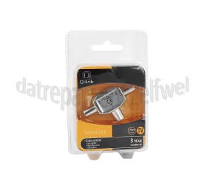 Foto van Q-Link Coax Splitter IEC Contra Female - 2x IEC Male TV Splitter, 2-Weg, Metaal 
