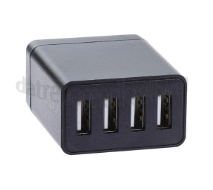 Foto van Easyfiks USB Oplader 230V, 4.8A/5V, 4-poort, zwart Universeel USB 