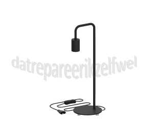 Foto van Calex Lamphouder U-Line Tafelarmatuur, Zwart, E27 Met schakelaar 