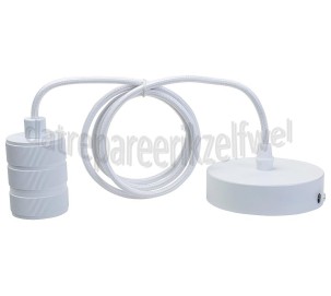 Foto van Calex Pendel Retro Pendel aluminium, mat wit, 3 rings E27 fitting 