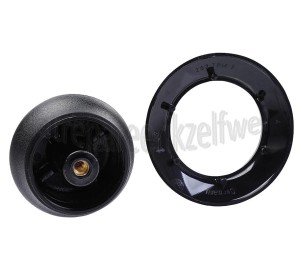 Foto van BK Knop Mat Zwart, met afdekplaatje Uni, inw. schroefdraad M5 