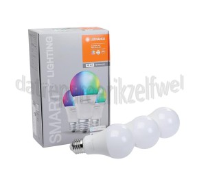Foto van Ledvance Ledlamp Smart+ Wifi Classic A60 Multicolour Multipack 3 stuks E27, 9W, 2700K-6500K, Dimbaar 