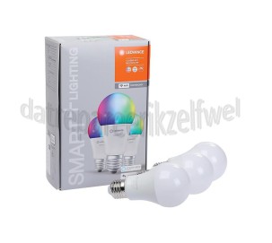 Foto van Ledvance Ledlamp Smart+ Wifi Classic A75 Multicolour Multipack 3 stuks E27, 9,5W, 2700K-6500K, Dimbaar 
