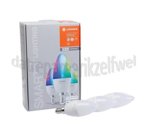 Foto van Ledvance Ledlamp Smart+ Wifi Classic Kaarslamp Multicolour 3 Pack E14, 5W, 2700K-6500K, Dimbaar 