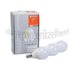 Foto van Ledvance Ledlamp Smart+ Wifi Classic P40 Kogellamp Multipack 3 stuks E14, 5W, 2700K, Dimbaar 