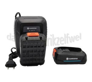 Foto van Gardena Accu Startset, snellader en 2x 2,5Ah accu Power For All gereedschappen 