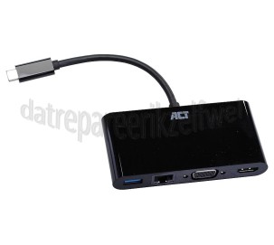 Foto van ACT Hub USB-C 4K Multiport Dock USB Type-C 3.2, Zwart 