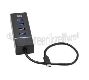 Foto van ACT Hub 4 Poorts USB Hub USB Type-C 3.1, Zwart 