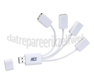 Foto van ACT Hub Flexibele 4 Poorts USB Hub USB 2.0 Wit 