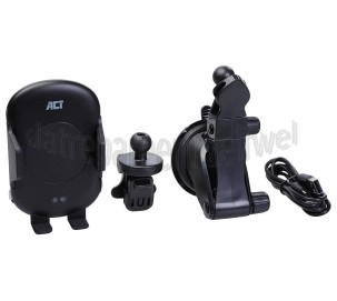 Foto van ACT Oplader Smartphonehouder met draadloze lader Smartphones geschikt voor draadloos opladen 