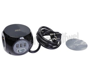 Foto van ACT Tafelcontactdoos Stekkerdoos Kubusvormig, 1,5m 3-voudig incl. 3 USB poorten 