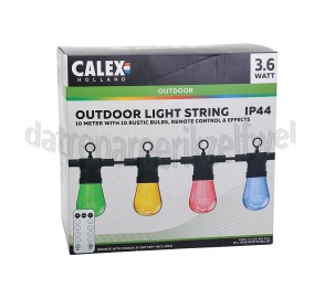 Foto van Calex Gloeilamp Lichtsnoer 10 lamps, RGB, 10 meter snoer 3,6W IP44 