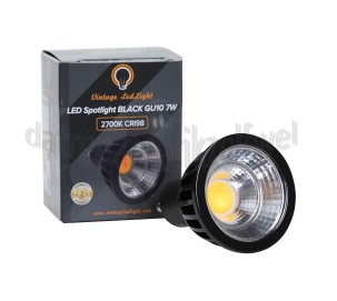 Foto van Vintage LedLight Ledlamp LED Spotlight GU10 Black CRI98 Dimbaar, 7W, 2700K 