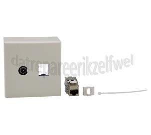 Foto van Hirschmann Einddoos Modulaire coax en data wandcontactdoos (shop) Incl. witte afdekplaat en opbouwrand 