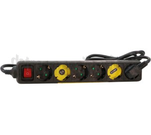 Foto van Q-Link Tafelcontactdoos 3x 1.5mm2 1.5 Meter Zwart, Schakelaar 6 Voudig Randaarde 