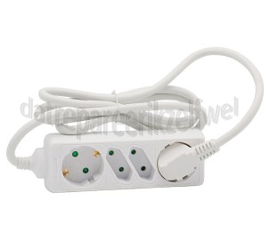 Foto van Q-Link Tafelcontactdoos 3x 1.5mm2 1.5 Meter Wit 2x Eurostekker, 2 Voudig Randaarde 