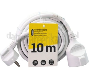 Foto van Q-Link Snoer 3x 1.5mm2 10 Meter Wit Verlengsnoer Randaarde 