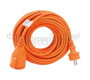 Foto van Exin Snoer 2x 1.5mm2 20 Meter Oranje IP44 Verlengsnoer zonder Randaarde 