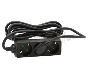 Foto van Q-Link Tafelcontactdoos 3x 1.5mm2 3 Meter Zwart 3 Voudig Randaarde 