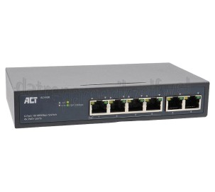 Foto van ACT Switch 6-Poorts 10/100Mbps Switch 4x PoE+ poorten 