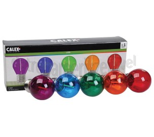 Foto van Calex Ledlamp Gekleurde LED Kogellamp 5-pack E27 1W 1800K 