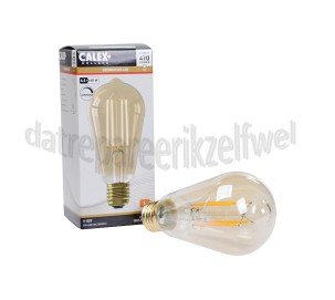 Foto van Calex Ledlamp Straight Filament LED Rustieklamp ST64 E27 Goud Dimbaar 4,5W 470lm 