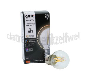 Foto van Calex Ledlamp Smart LED Kogellamp P45 E27 Filament Clear 220-240V, 4,9W, 470lm, 1800-3000K 
