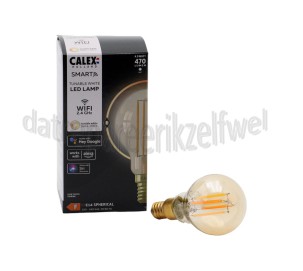 Foto van Calex Ledlamp Smart LED Filament Rustic Gold kogellamp P45 220-240V, 4,9W, 470lm, 1800-3000K 